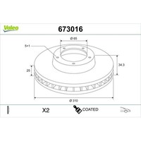 1X Bremsscheibe Valeo 673016 Passend FüR Audi Seat Skoda Vw Vw (Faw)