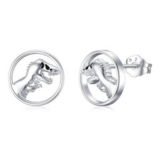 Dinosaur Earrings 925 Sterling Silver Hypoallergenic Dino Stud Earrings Dinos...