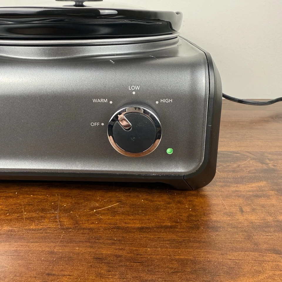 Crock Pot Hook Up 3.5 Qt Oval Slow Cooker SCCPMD3-CH Black Gray Works READ - Image 2 of 4