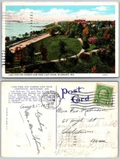 Lake Park Harbor View Lighthouse Milwaukee WI Postcard