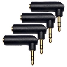 CESS L Shape 368: 3.5mm Stereo Male to Female,4-Pack, Golden 4-Pack