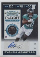 2019 Contenders Rookie Variation Playoff Ticket 2/49 Ryquell Armstead Auto 4t6