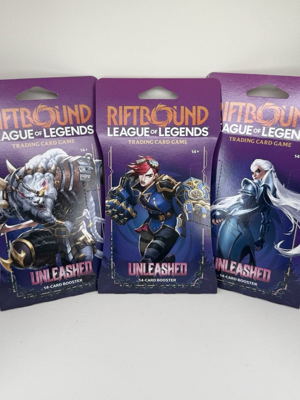 Riftbound League of Legends TCG Sleeved Booster Packs Set of 3 Unleashed Sealed