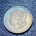 107 💎 1880 AU+$1 MORGAN SILVER DOLLAR NT Beautiful MULTI-COLORED Toning