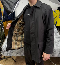 Vintage Burberry Trench Coat Jacket Nova Check Men Size M Black