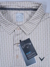 NWT Callaway opti dri XXL polo shirt performance golf CHEVRON print all over TAN