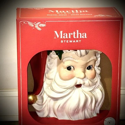Retro Martha Stewart Santa Claus Head Christmas Wall Musical 19' NEW Collectible - Image 1 of 4