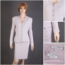 St. John EVENING LIGHT KNIT 2 PC Suit,JACKET SKIRT, SHIMMER LILAC, SIZE 12,CHIC
