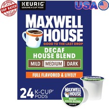 24 Count House Blend Decaf Coffee K-Cup Pods Medium Roast Single Serve New