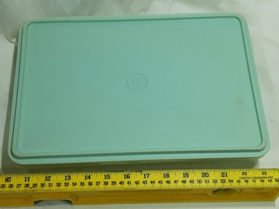 Vintage Tupperware Cold Cut Keeper Container #290 w/ Lid #291 TURQUOISE 9x13''