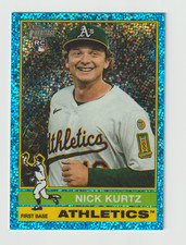 2025 Topps Heritage-Nick Kurtz Rookie Light Blue Sparkle #706-Oakland Athletics