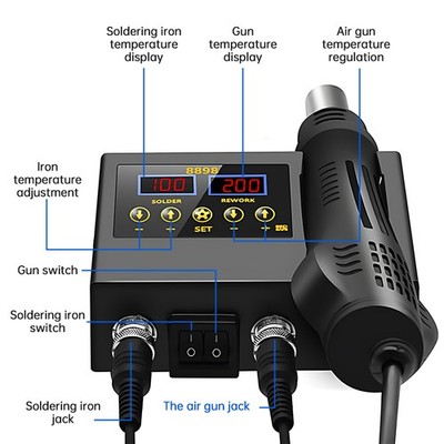 Hot Air Soldering Station Quiet For DIY Electronics Easy To Use