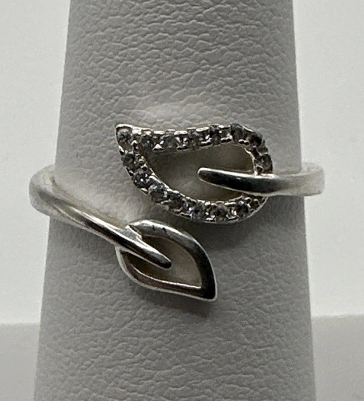 Sterling Silver .925 Adjustable Leaf Ring  Size 7 - image 1