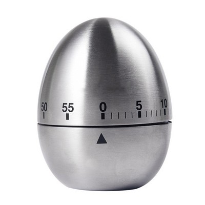 Stainless Steel Creative Mechanical Rotate Timer Egg Shape Manual Countdown