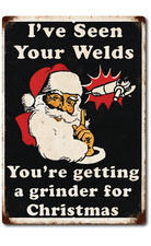 Funny Welding Christmas Sign Santa Metal Tin Shop Decor Gift for Welders 8x12