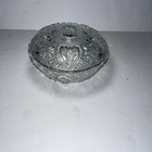 Vintage Intricate Cut Clear Glass Candy Dish With Lid Trinket Holder BIN C #324
