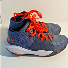 Under Armour Kids' Dark Blue/Gray and Bright Orange Sneakers 1y