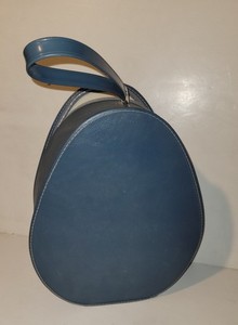 Vtg Teardrop Luggage Case Blue Carry On Bag Wristlet Retro 60s Hat