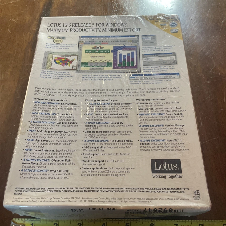Caja dañada sellada Lotus 1-2-3 versión cuatro software hoja de cálculo actualización Windows Foto 2 de 4