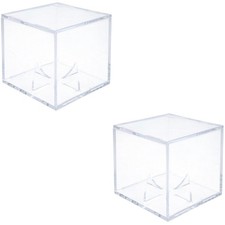 Set of 2 Clear Softball Display Box Holder Base Case Baseball Container
