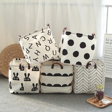 Foldable Cotton Linen Laundry Basket Household Sundries Storage Organizer