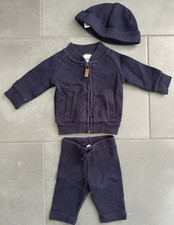 Janie  Jack Quilted Navy 3PC Outfit Set Jacket Pants Beanie Boy Size 0-3 Months