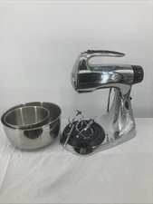 VINTAGE SUNBEAM DELUXE MIXMASTER 12 SPEED MIXER BROWN/CHROME w/BOWLS & BEATERS