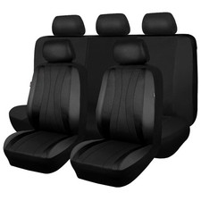 Flying Banner Car Seat Covers Bench Split Black  Black, Full Set - Low Back 
