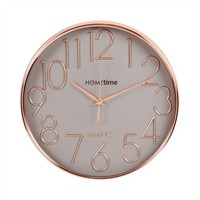 Hometime Round 30cm Wall Clock Rose Gold Effect With 3D Raised Numbers