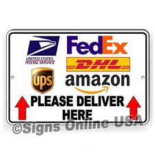 Delivery Instructions Please Deliver Here Arrows Up Sign / Magnetic Sign / Decal