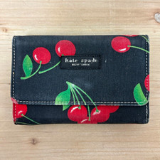 Kate Spade New York Women's Cherry Pattern Wallet Logo Zipper Credit Card Slots