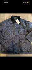 Image of Barbour Mens Quilted Horton Quilted Jacket In Navy Size Medium Brand New Tags
