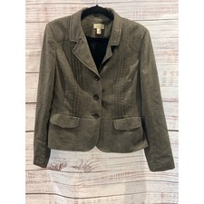 Ann Taylor Loft Womens Gray Pintuck Pleated Blazer Jacket Size 12 57-209775