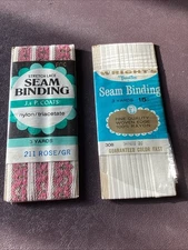 Lot of 2 Seam Binding Vintage New Wrights Trimtex White And J&P Coats Rose