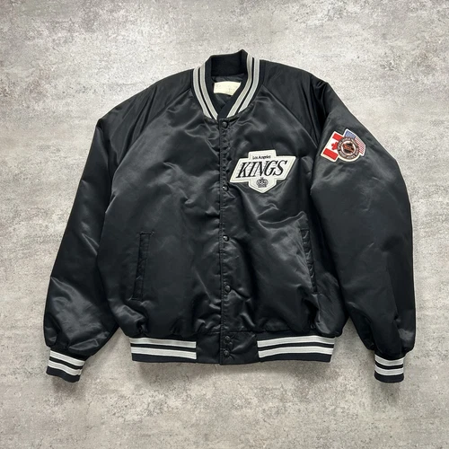 VTG 90s NHL LOS ANGELES KINGS CHALK LINE SATIN JACKET BOMBER SIZE XL MADE IN USA - Picture 1 of 6