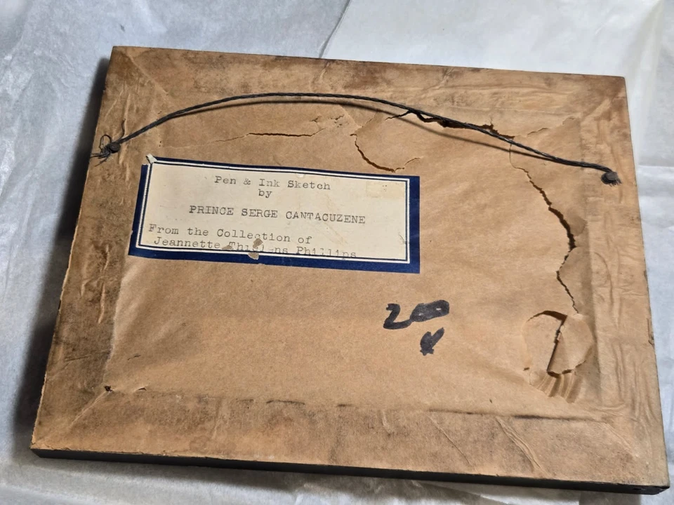 De colección. Boceto a pluma/tinta Prince Serge Cantacuzene, Rusia. Enmarcado. Foto 3 de 4