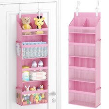 4 Shelves Over The Door Organizer with 4 Side Pockets for Bathroom Closet Toys