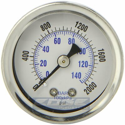 #ad LIQUID FILLED PRESSURE GAUGE 0 2000 PSI 1.5quot; FACE 1 8quot; NPT BACK MOUNT $22.00
