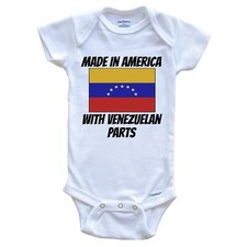Made In America With Venezuelan Parts Venezuela Flag Funny Baby Bodysuit