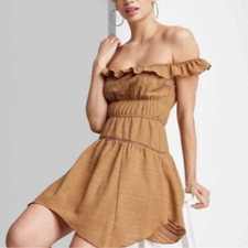 Wild Fable Women's Ruffle Tiered Skater Dress - Brown Size Small NWOT