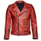 Mens Vintage Cafe Racer Genuine Leather Distressed Jacket Slim Fit Quilted Biker