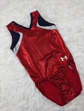 Under Armour Gymnastics Leotard Child Large CL Red Navy Blue White