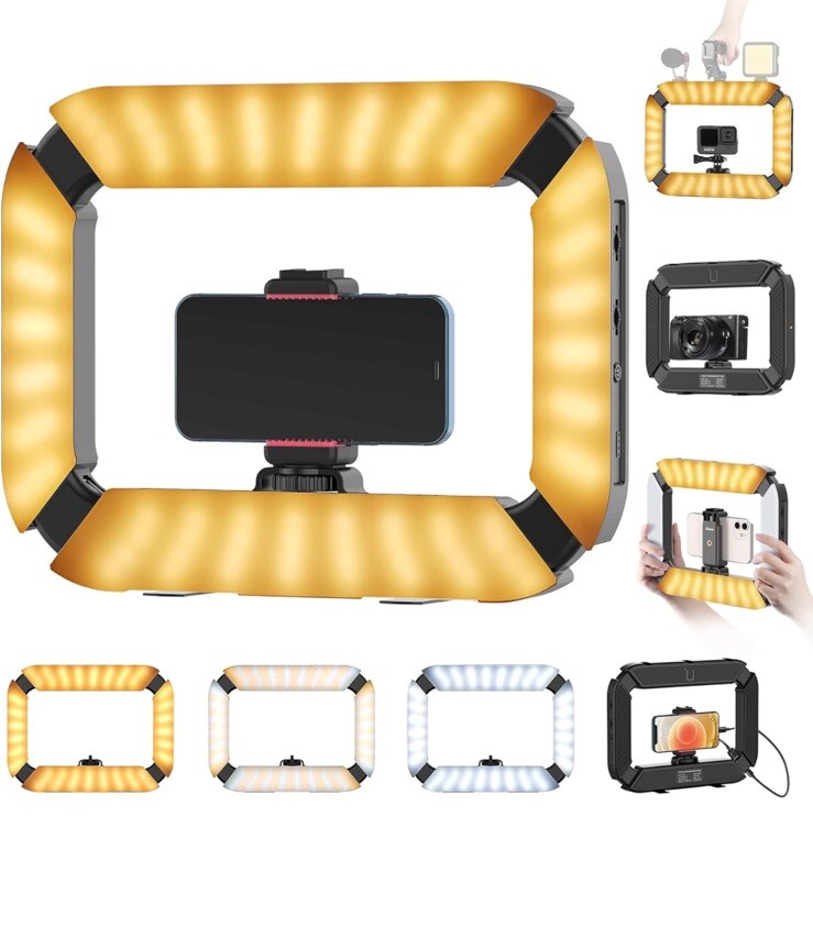 Rechargeable Ring Light Steeples LED Durable Cold Shoe Microphone YouTube Live-image