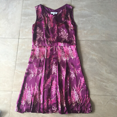 jill stuart silk dress Jill Stuart Womens Sleeveless V Neck Floral Dress Silk SZ M
