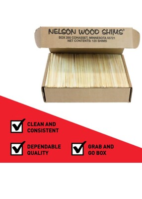 Nelson Wood Shims Pro   1 Pack Carton 120 Count- 8 Inch Wood Shims