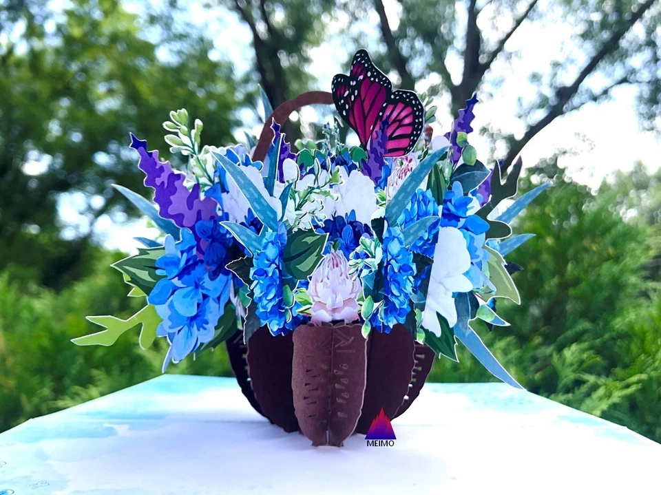 Tarjeta de Felicitación 3D Pop Up Flor Floral Mariposa Cumpleaños Gracias Madre Familia Foto 4 de 4