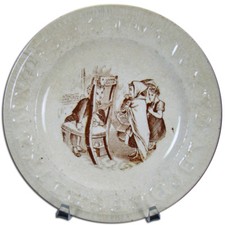 ABC's Plate with Children Playing Grocer's Market - 1870's