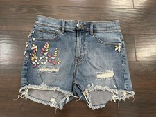 express high rise jeweled denim Shortie shorts 2