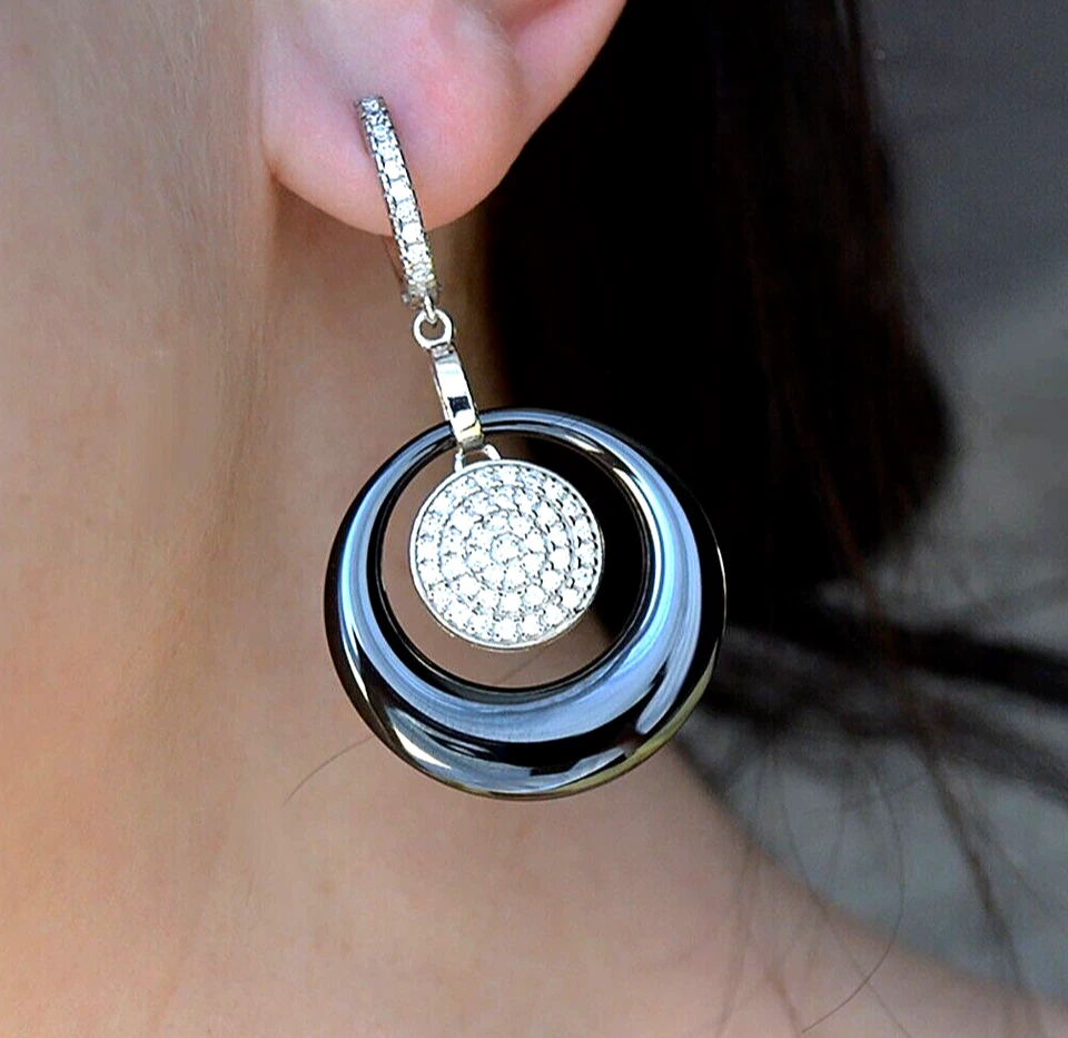 Pendientes de plata de ley 925 con cerámica regalo para mujer Foto 2 de 4