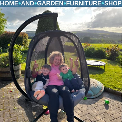 Hanging Egg Chair Folding Swing Hammock with Cushion and Stand for Garden Patio - Image 1 of 4